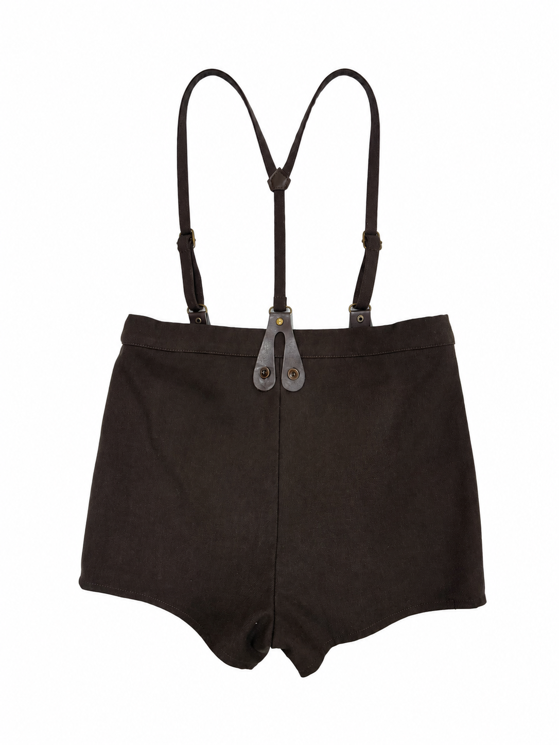 MADELEINE BROWN LEATHER TAB SUSPENDER SHORT SET