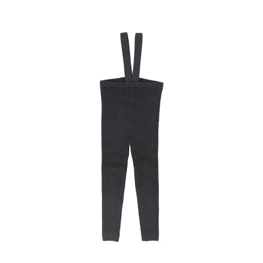 LIL LEGS HEATHER GREY KNIT SUSPENDER LEGGINGS