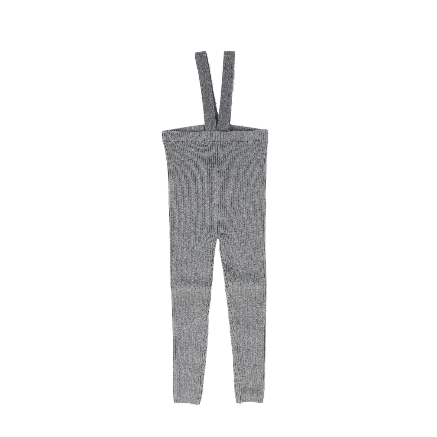 LIL LEGS MID GREY KNIT LONG SUSPENDER LEGGINGS