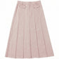 KIX LIGHT PINK DENIM FRINGE HEM PLEAT SKIRT