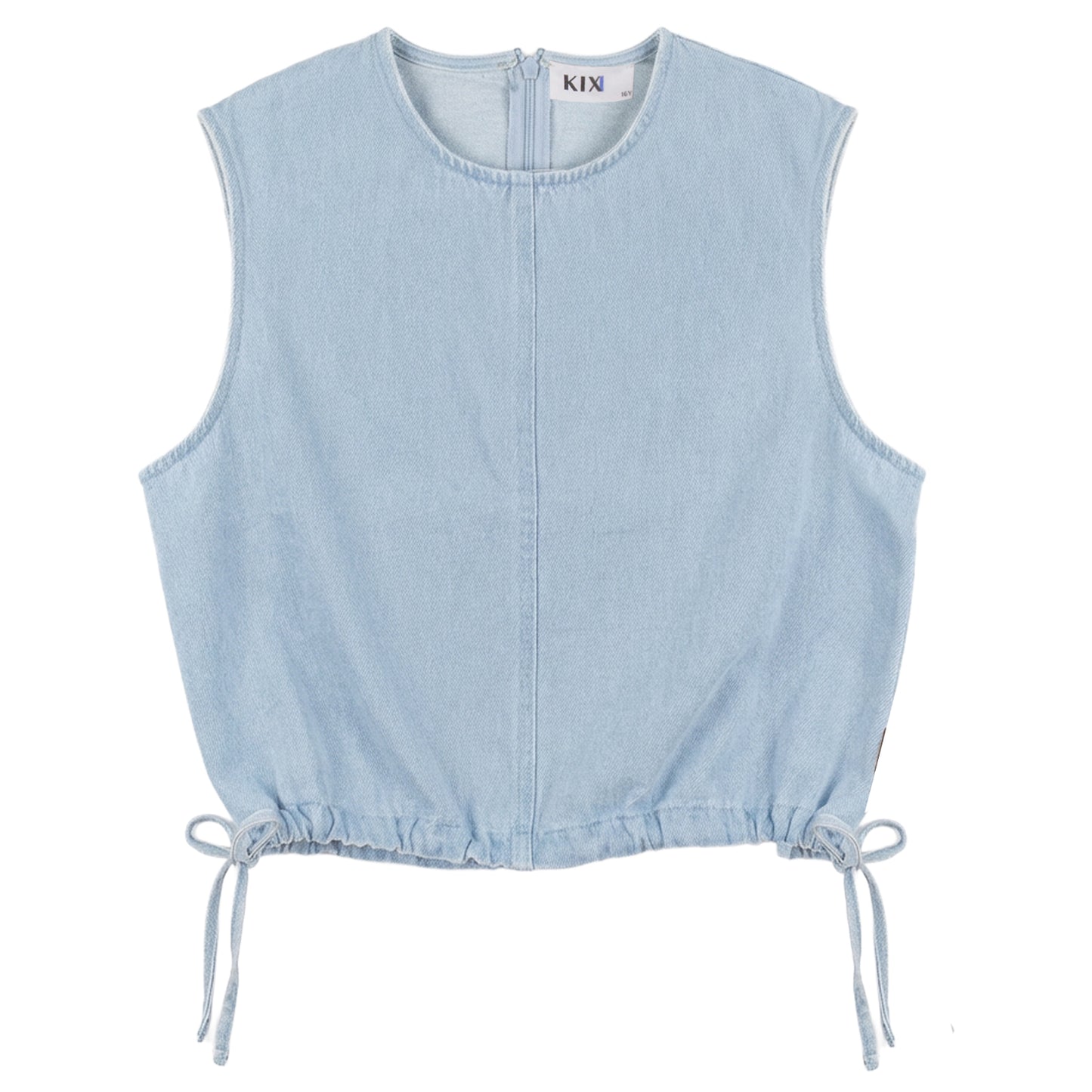 KIX LIGHT BLUE DENIM GATHERED TIE VEST