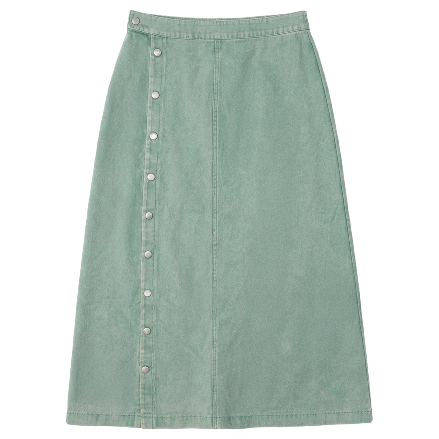 KIX MINT SIDE BUTTON MIDI SKIRT