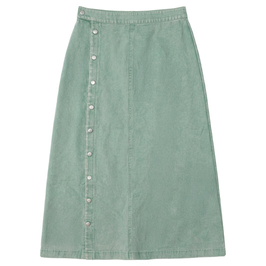 KIX MINT SIDE BUTTON MIDI SKIRT