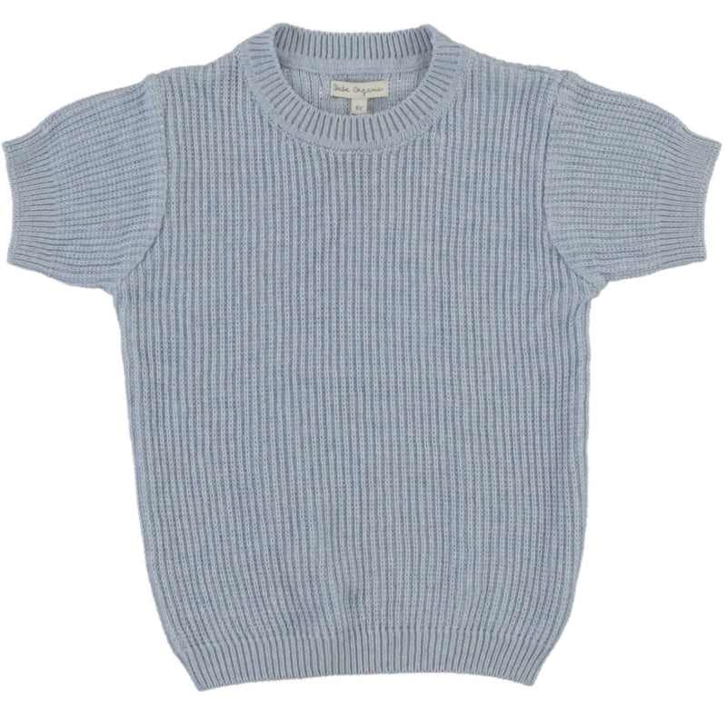 BEBE ORGANIC DUSTY BLUE TEXTURED KNIT SWEATER