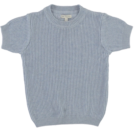 BEBE ORGANIC DUSTY BLUE TEXTURED KNIT SWEATER