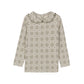 ELY'S & CO TAN FLORAL PLAID RUFFLE TRIM T-SHIRT