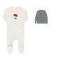 ELY'S & CO IVORY/BLUE FRENCH BOY FOOTIE + BEANIE