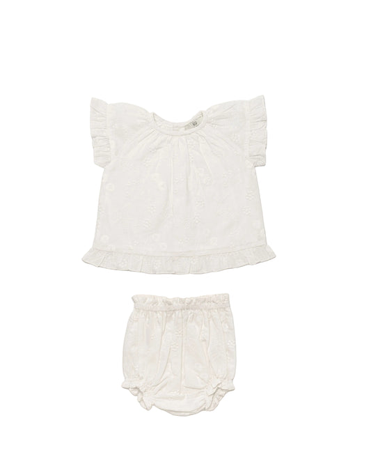 EARLY SUNDAY IVORY GATHERED BLOOMER SET