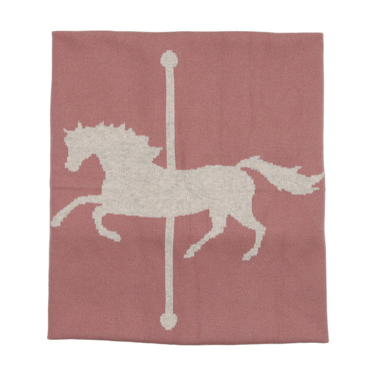 BEE & DEE DUSTY PINK CAROUSEL KNIT BLANKET