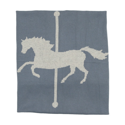 BEE & DEE DUSTY BLUE KNIT CAROUSEL BLANKET