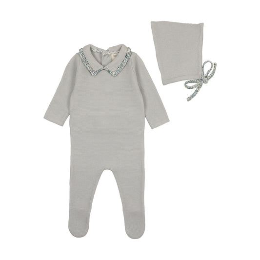 Baby Rhinestone Footie-Taupe Baby Rhinestone Footie-Taupe