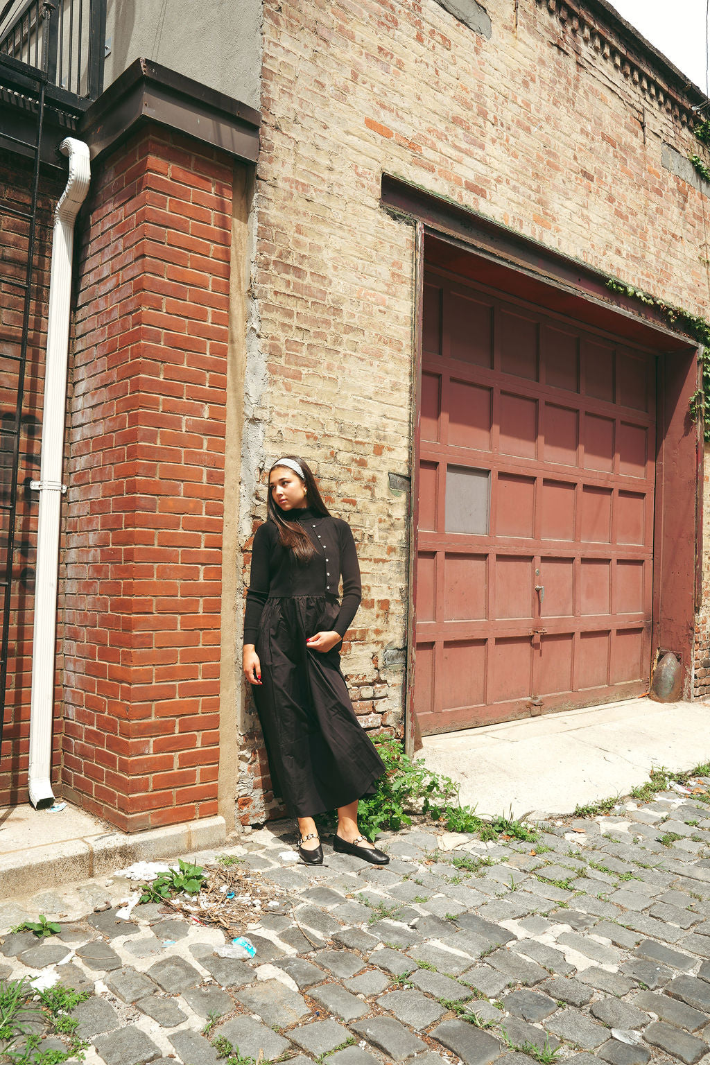 URBAN EDGE BLACK KNIT COMBO DRESS