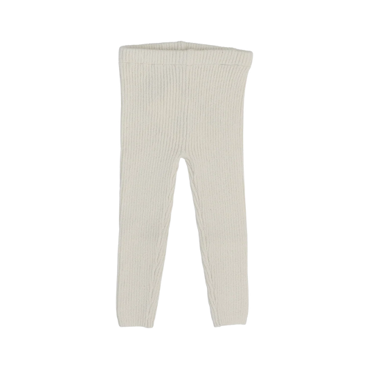 LIL LEGS ECRU KNIT LONG LEGGINGS