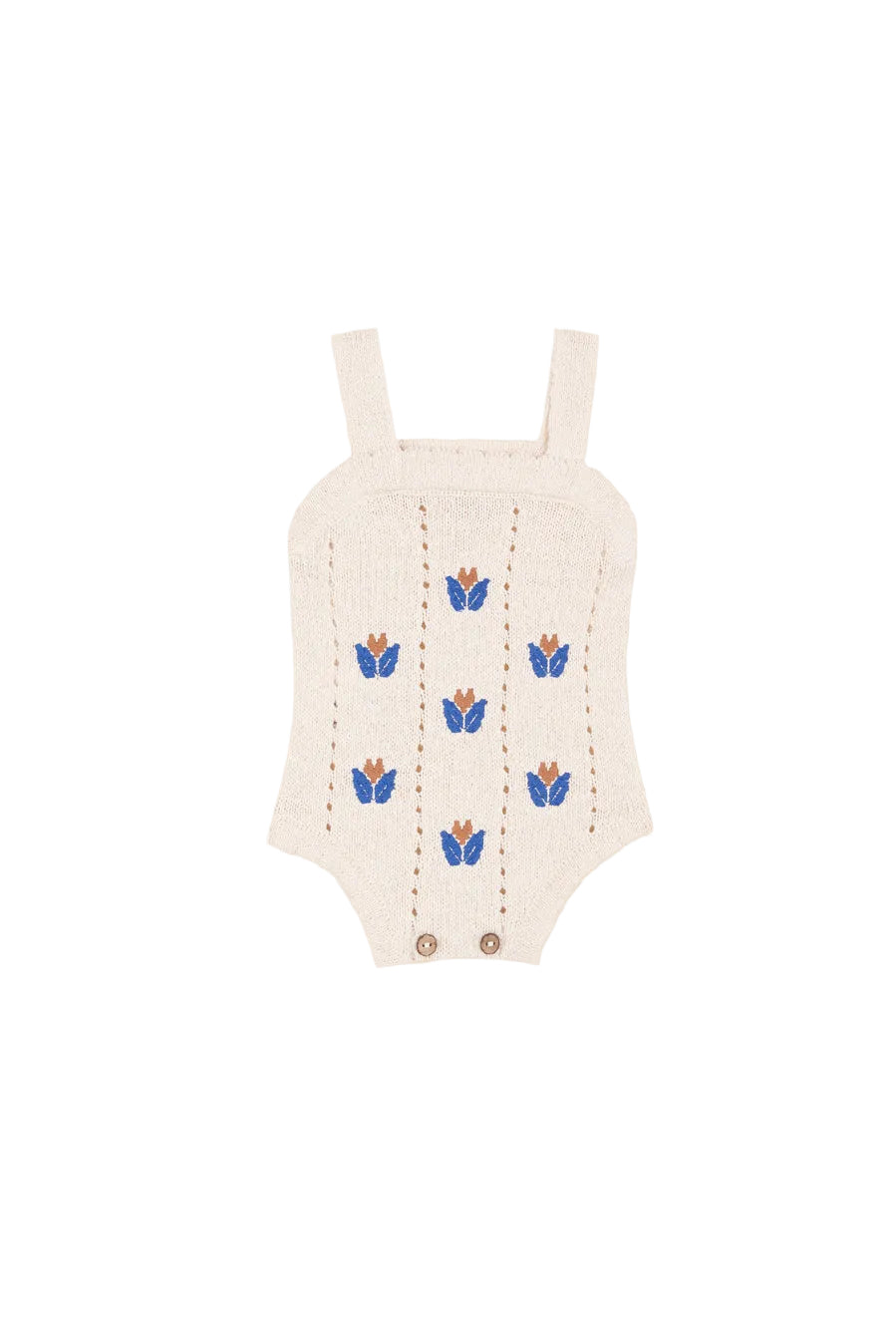 BIRINIT PETIT IVORY BUTTERFLY EMBROIDERED KNIT ROMPER