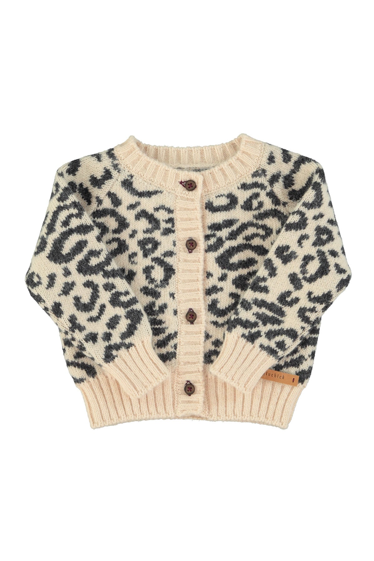 PIUPIUCHICK PINK ANIMAL PRINT KNIT CARDIGAN