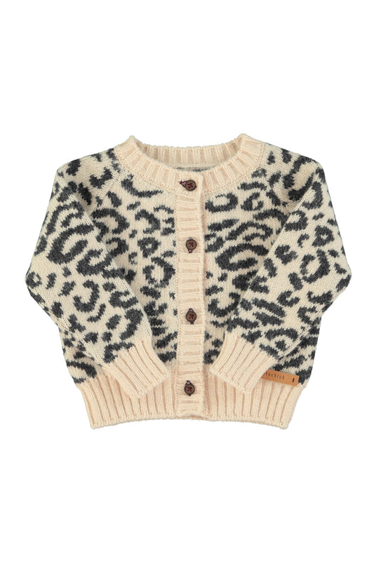 PIUPIUCHICK PINK ANIMAL PRINT KNIT CARDIGAN