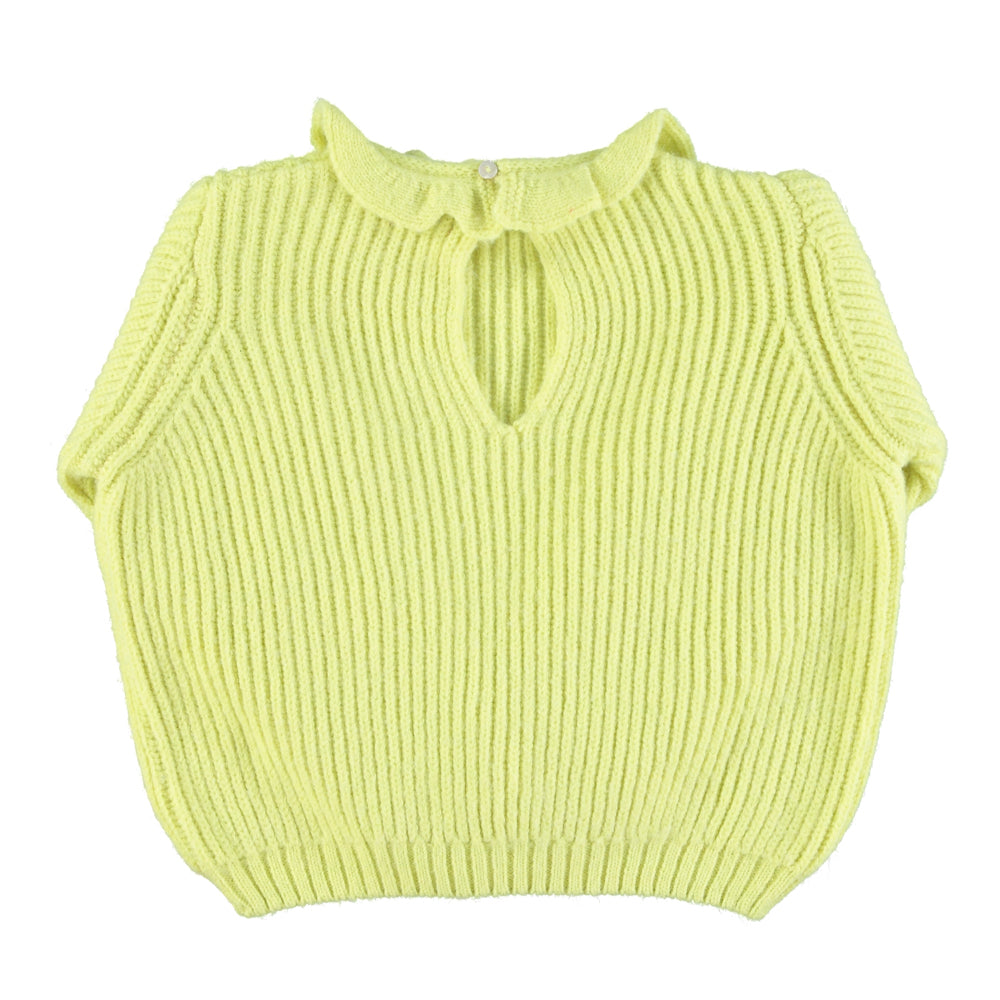 PIUPIUCHICK LIME KNIT RUFFLE COLLAR SWEATER