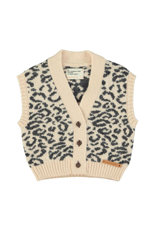 PIUPIUCHICK PINK ANIMAL PRINT KNIT VEST