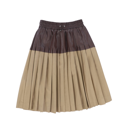 SOIR BROWN TWO TONE PLEATED SKIRT