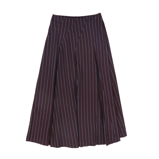 SOIR PURPLE RIBBED PLEATED MIDI SKIRT