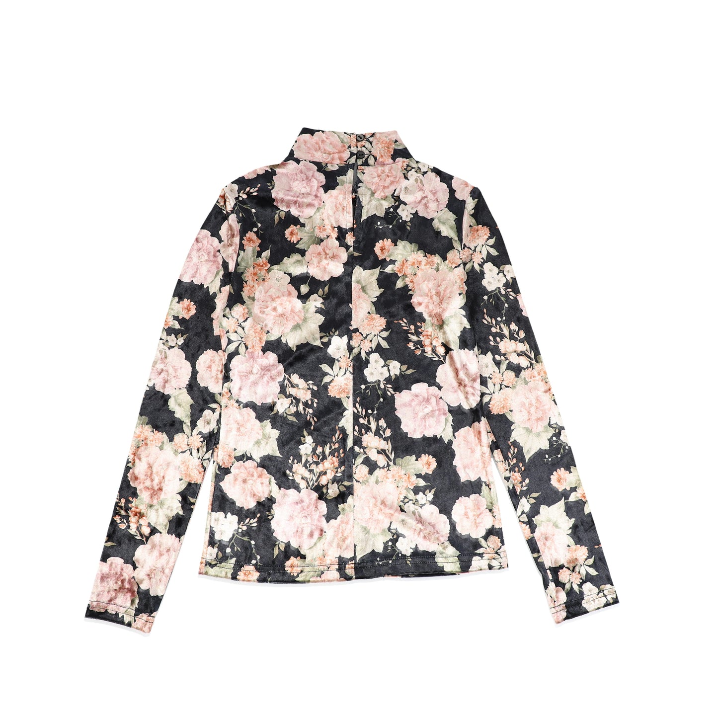 PETITE AMALIE BLACK/PINK FLORAL VELVET TOP