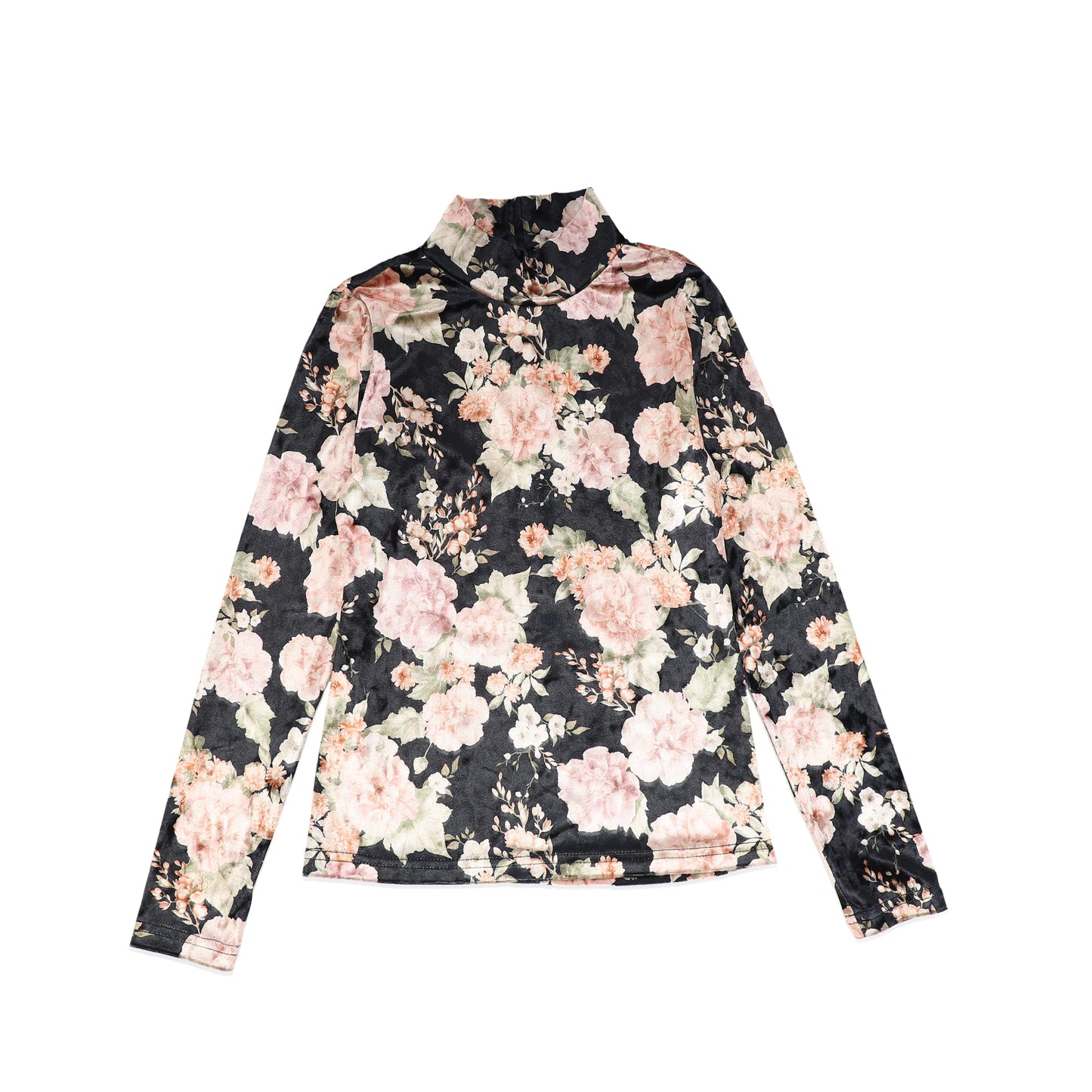 PETITE AMALIE BLACK/PINK FLORAL VELVET TOP