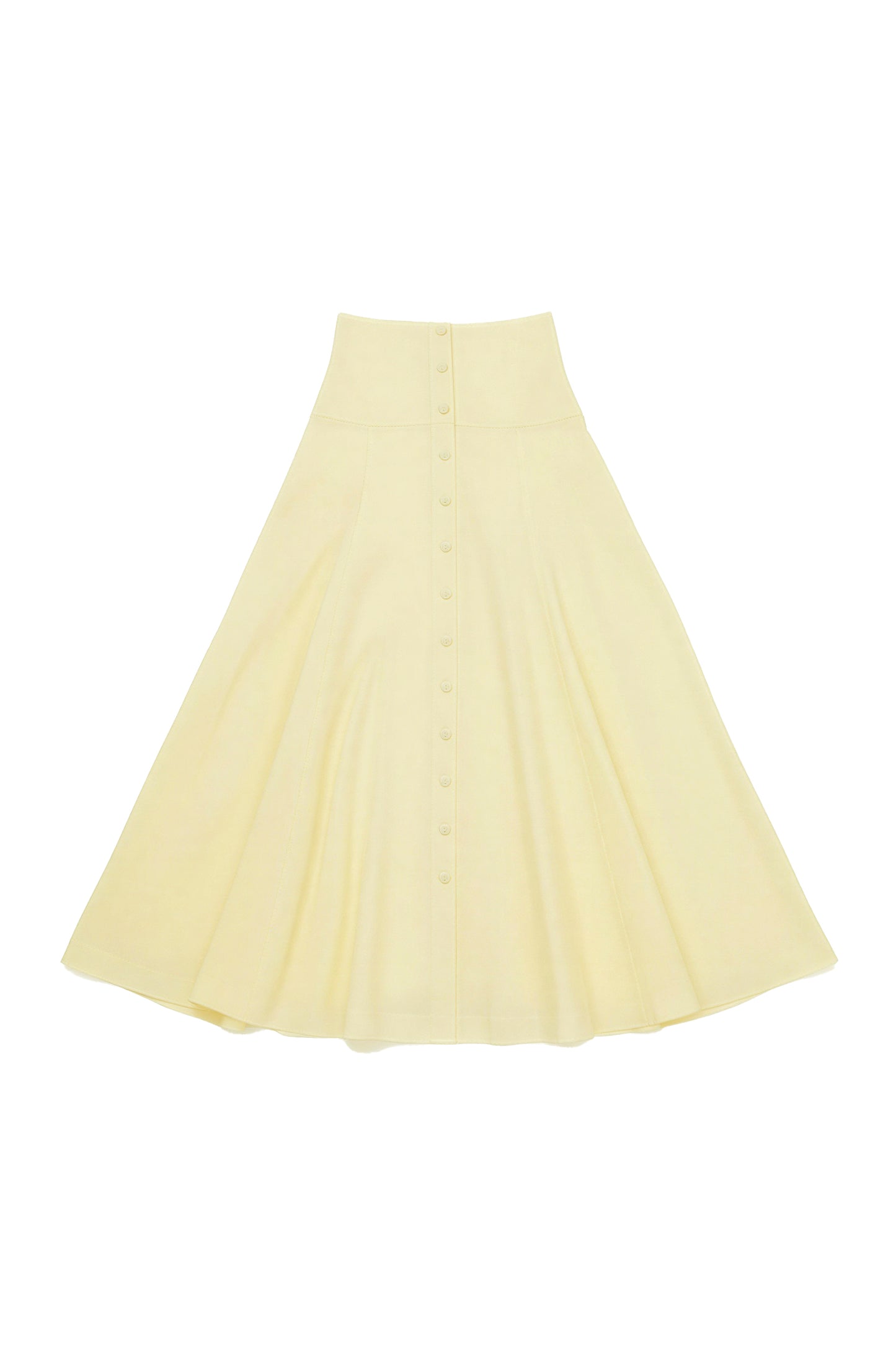 SOIR PALE YELLOW BUTTON MIDI SKIRT