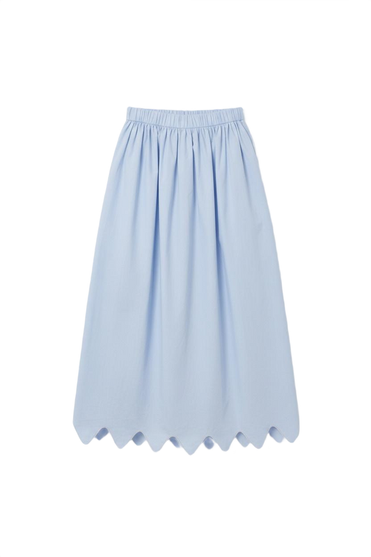 SOIR LIGHT BLUE SCALLOP TRIM MIDI SKIRT
