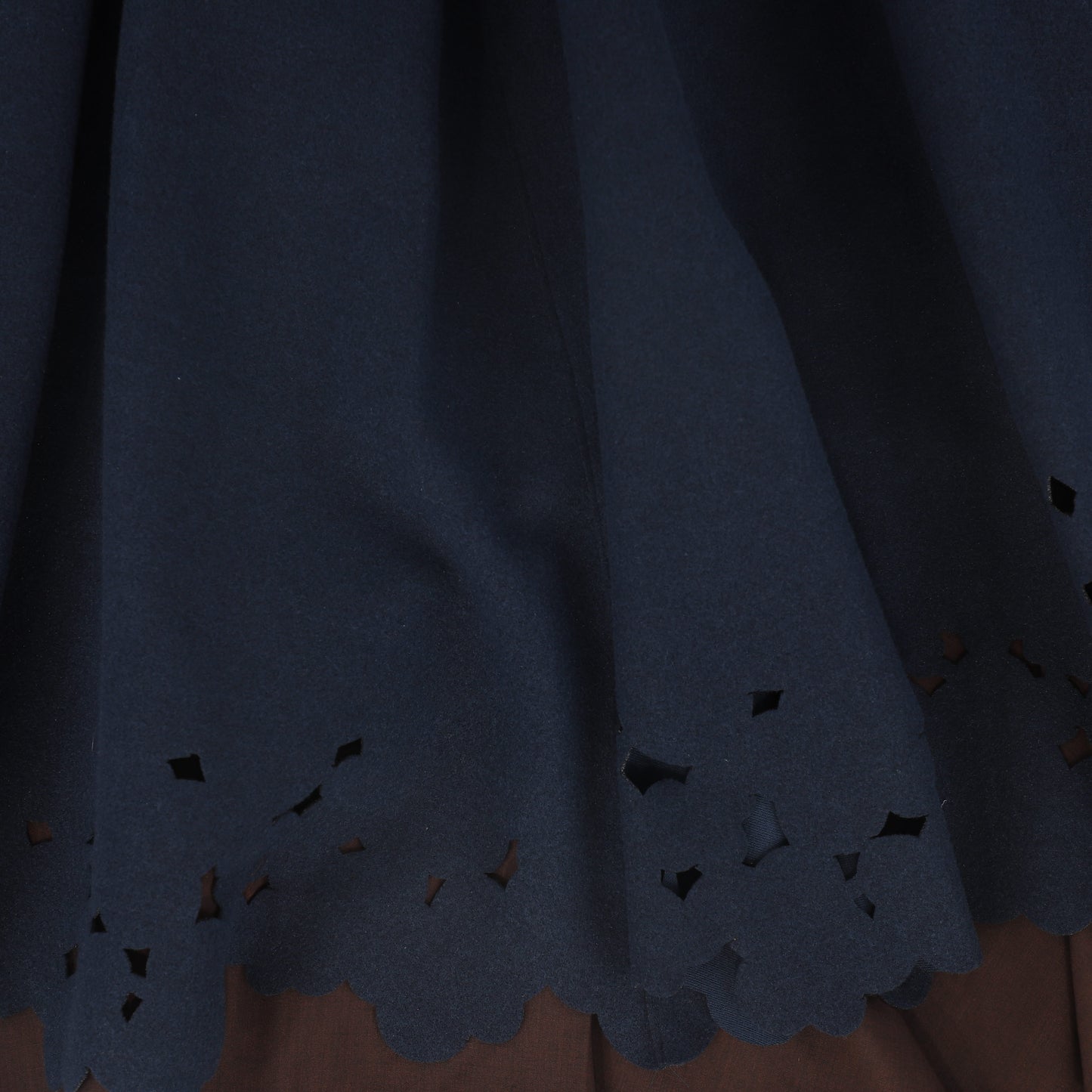 VENERA ARAPU NAVY EMBROIDERY HOLE MIDI SKIRT