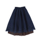 VENERA ARAPU NAVY EMBROIDERY HOLE MIDI SKIRT