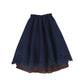VENERA ARAPU NAVY EMBROIDERY HOLE MIDI SKIRT