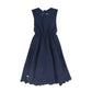 VENERA ARAPU NAVY WAISTED EMBROIDERY HOLE DRESS
