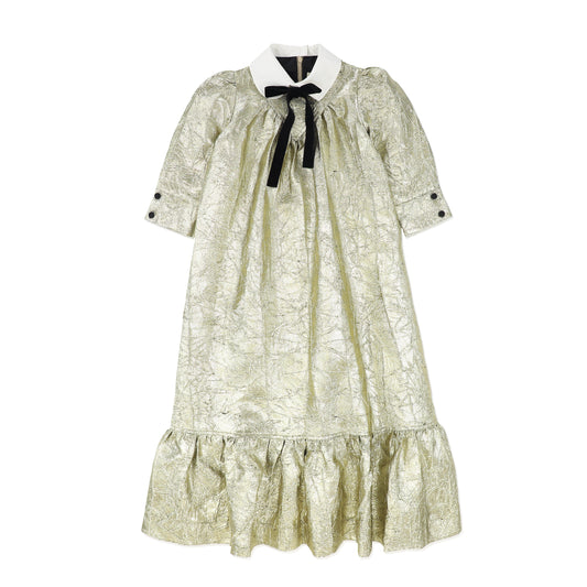 JOUET GOLD BROCADE COLLAR MAXI DRESS