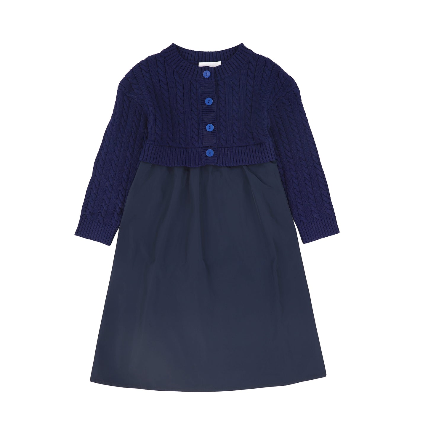 JOUET NAVY CABLE KNIT CONTRAST DRESS