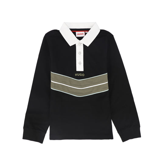 HUGO BLACK TRIM COLLAR POLO T-SHIRT