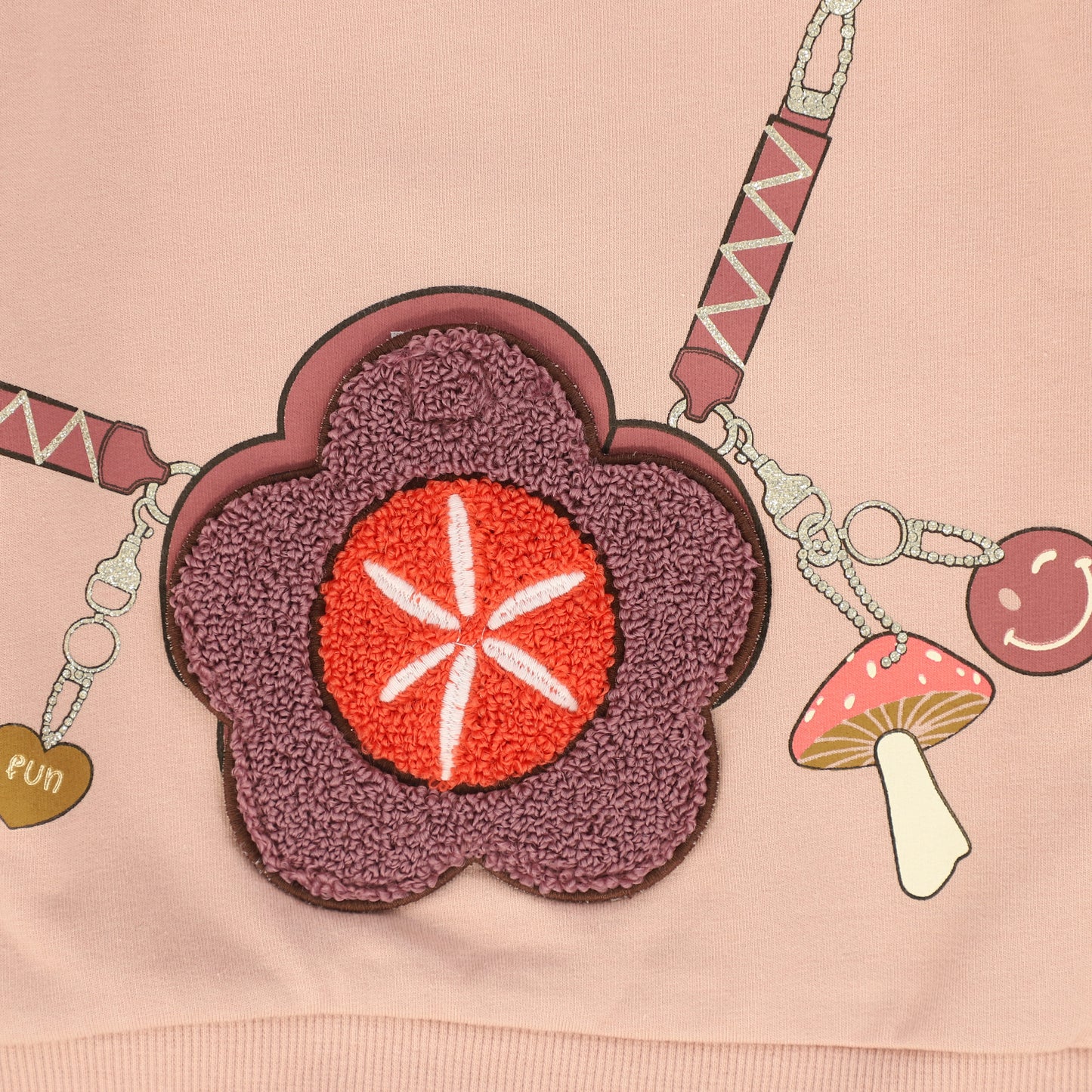 MINYMO LIGHT PINK PURSE DESIGN SWEATSHIRT