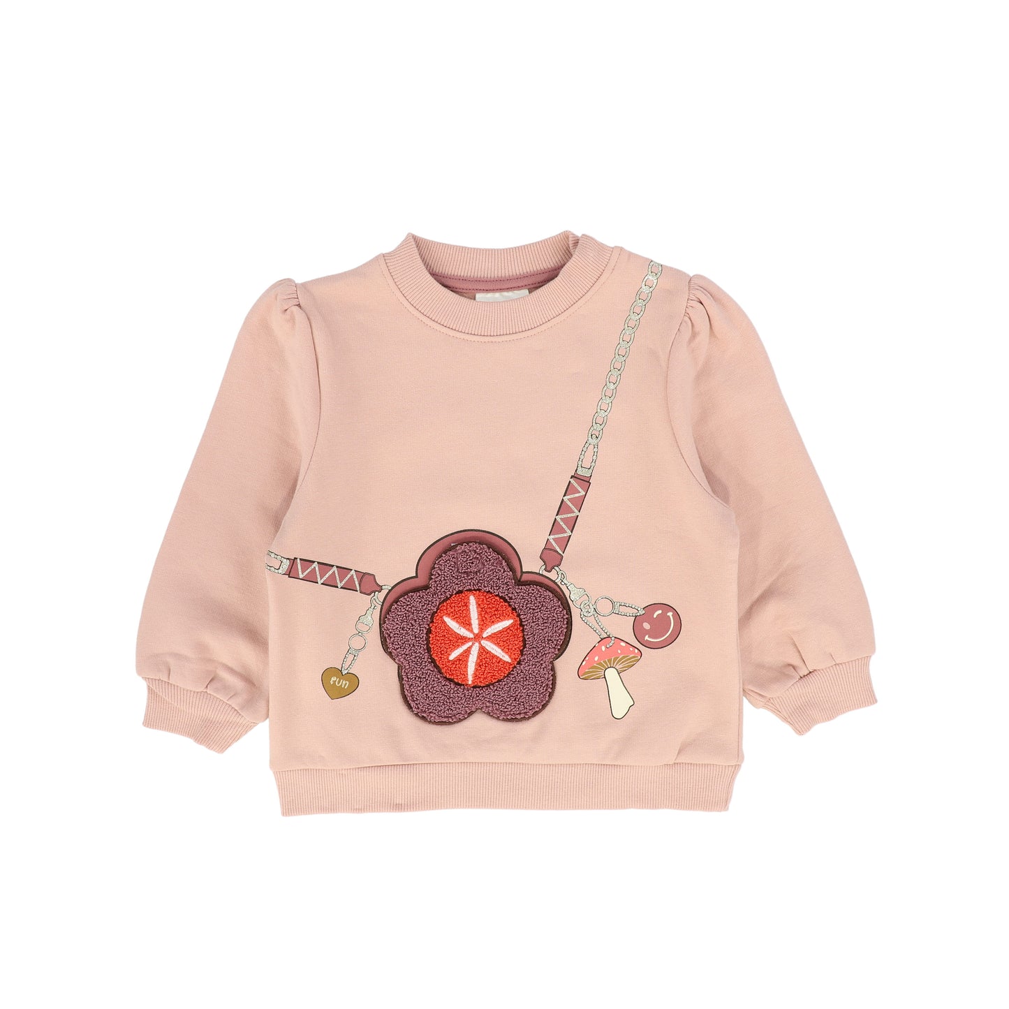 MINYMO LIGHT PINK PURSE DESIGN SWEATSHIRT