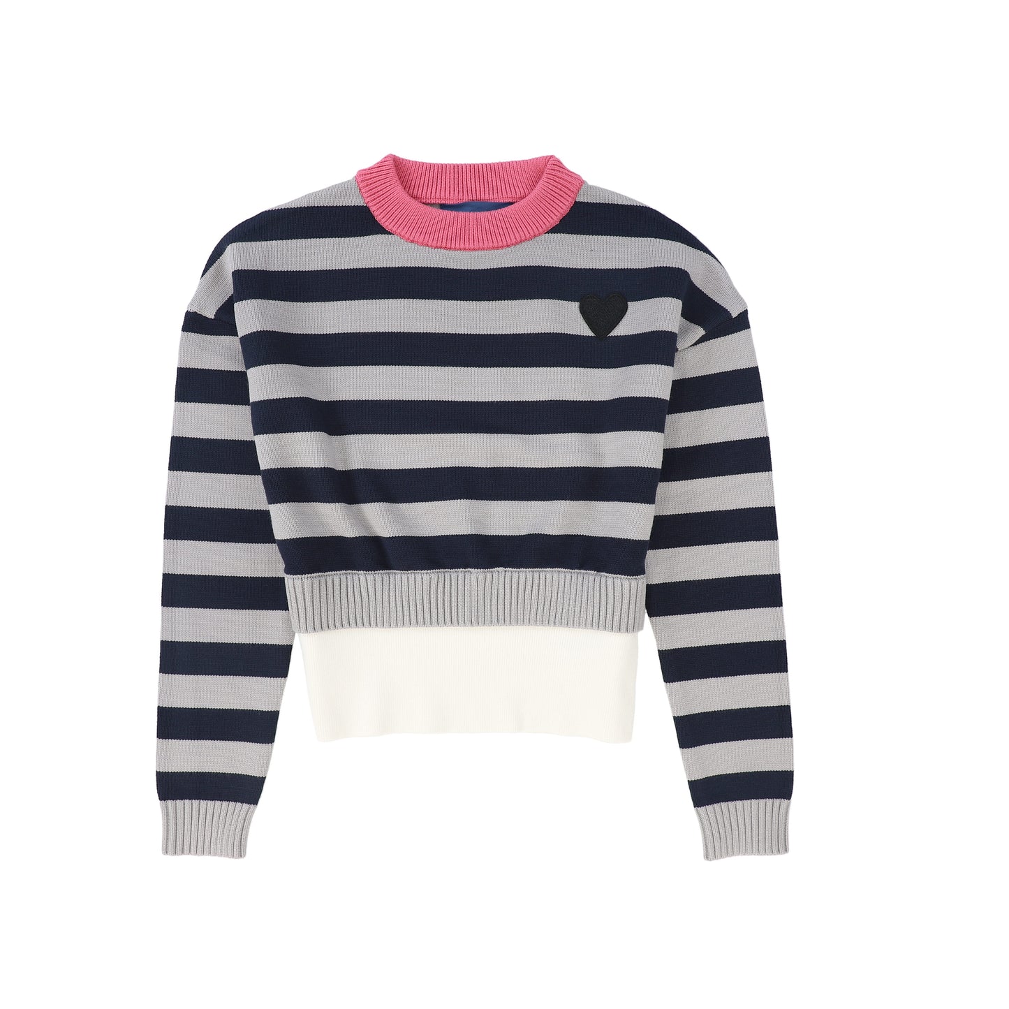 TEA GREY WIDE STRIPE SWEATER