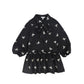 PICCOLA LUDO BLACK EMBROIDERED FLORAL TIE DRESS
