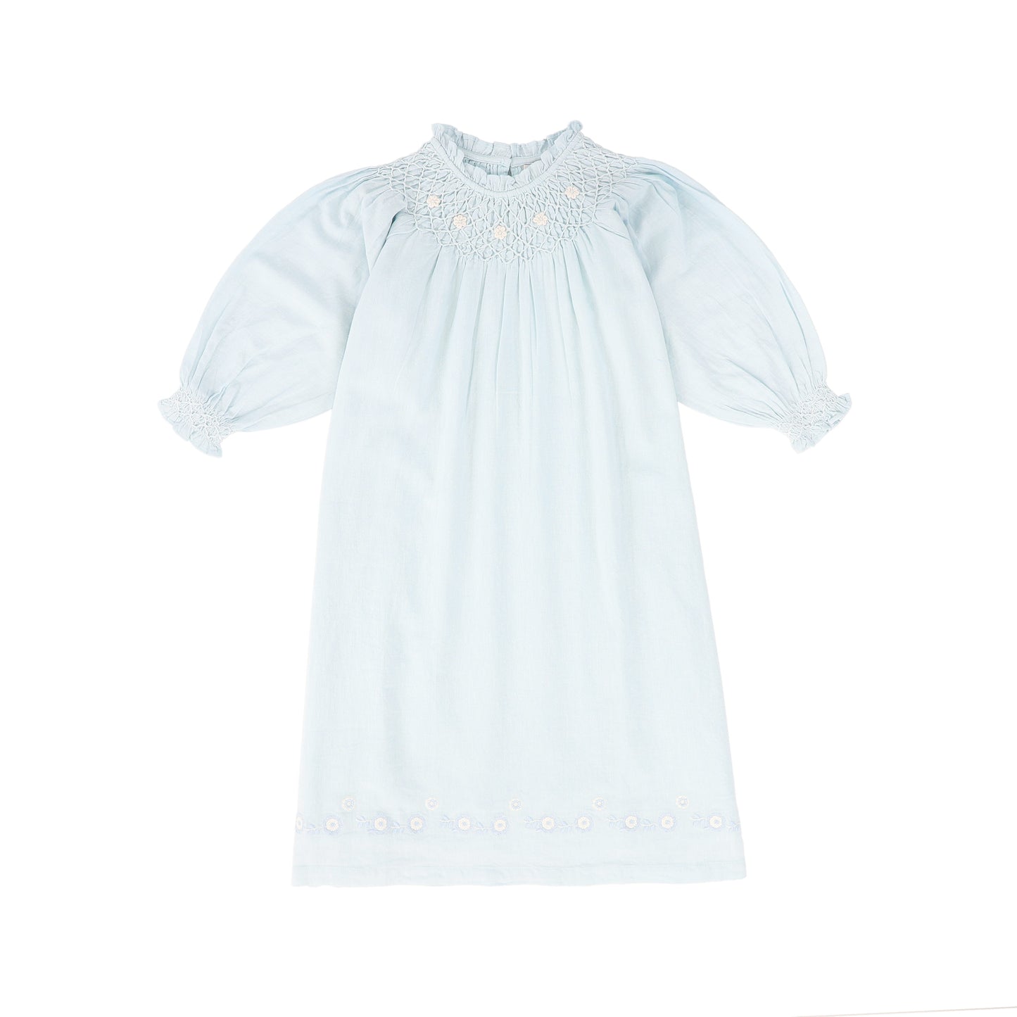 BEBE ORGANIC PALE BLUE FLORAL EMBROIDERED DRESS [FINAL SALE]  Luibelle