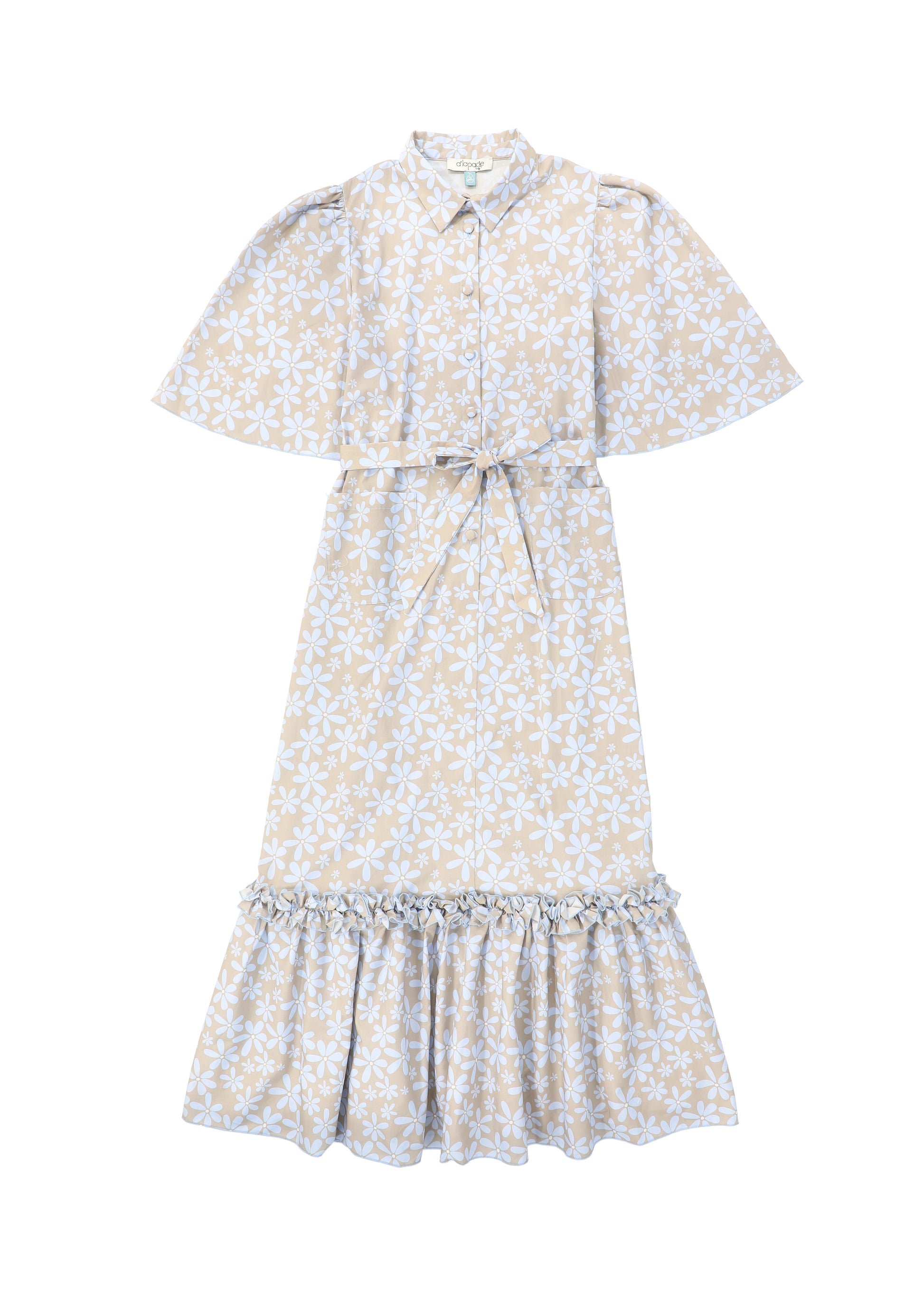 designer midi dress with sleeves Light Blue Floral Puff Sleeve Midi Dress designer midi dress with sleeves Light Blue Floral Puff Sleeve Midi Dress