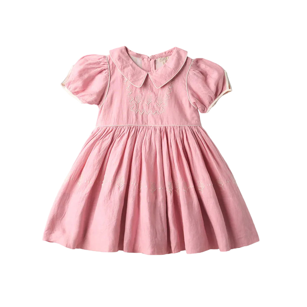 LALI KIDS PINK OVERSIZED COLLAR DRESS [FINAL SALE]