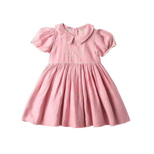 LALI KIDS PINK OVERSIZED COLLAR DRESS [FINAL SALE]