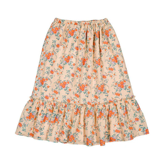 LOUIS LOUISE ORANGE FLORAL FLUTTER SKIRT