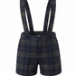 PERNILLE NAVY PLAID SUSPENDER SHORTS
