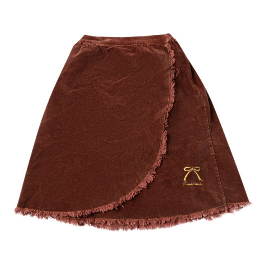 LIMITED EDITION BRICK EMBROIDERED BOW WRAP SKIRT