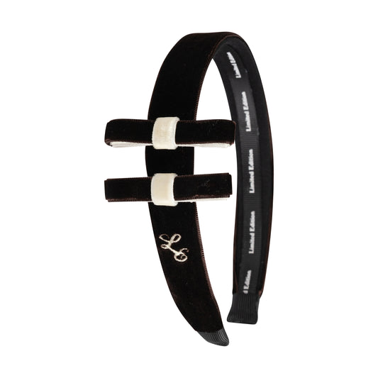 LIMITED EDITION CHOCOLATE/CREAM TWO TONE VELVET HEADBAND