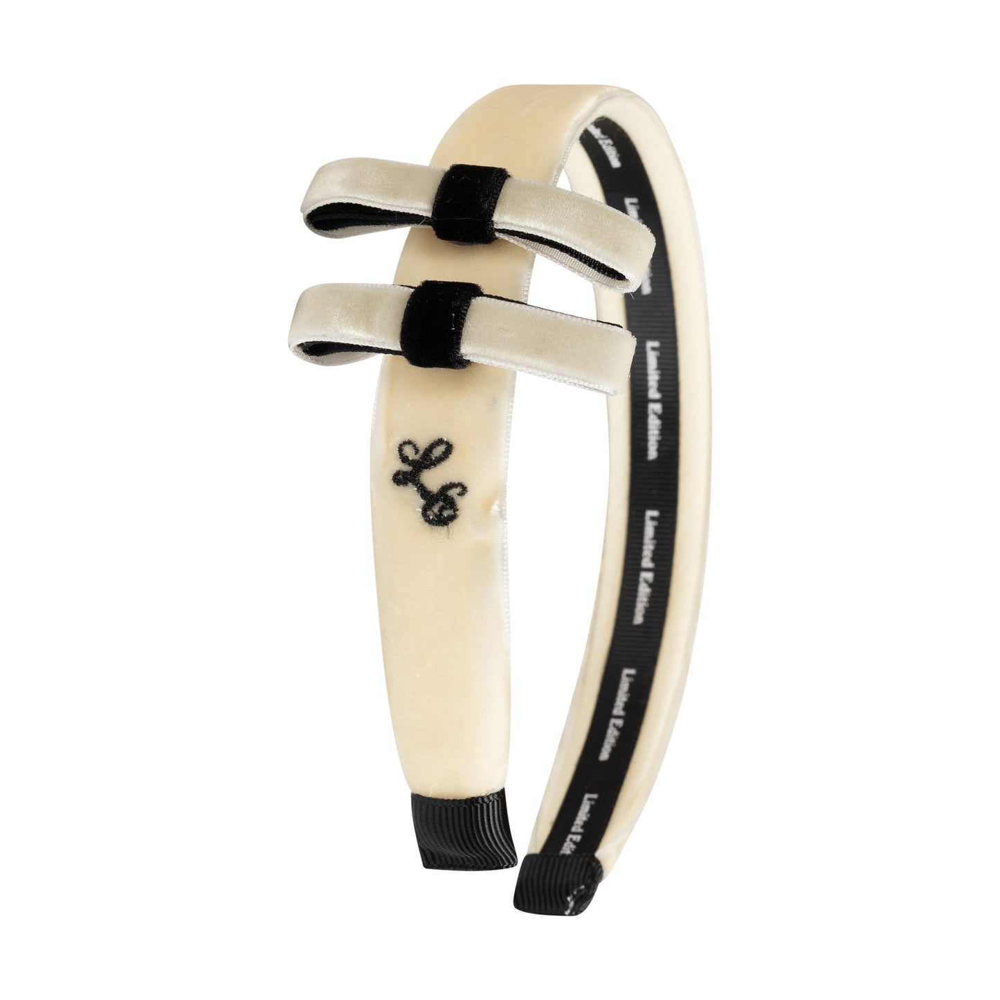LIMITED EDITION IVORY/BLACK TWO TONE VELVET HEADBAND