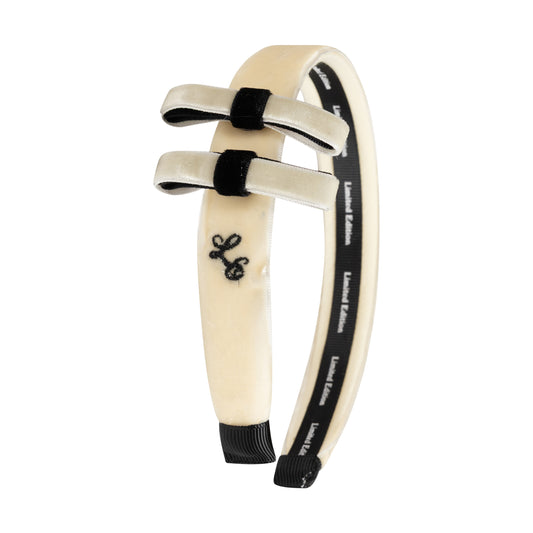 LIMITED EDITION IVORY/BLACK TWO TONE VELVET HEADBAND