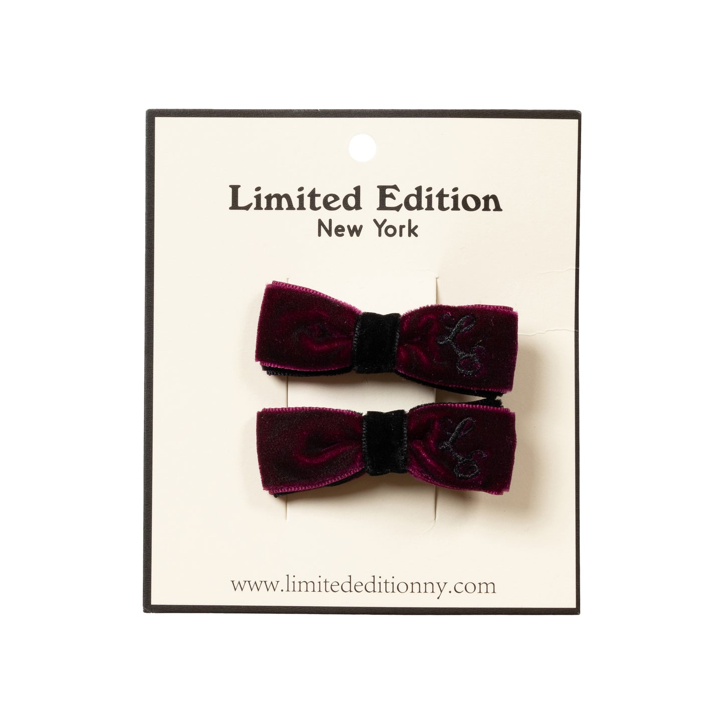 LIMITED EDITION BURGUNDY/BLACK TWO TONE VELVET BOW SET